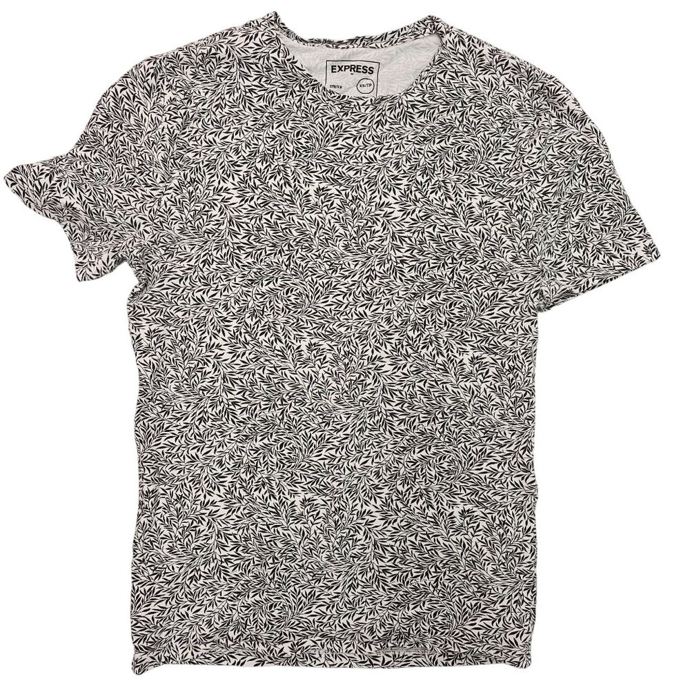 Express Womens Leaf Print Stretch T-Shirt Size XS